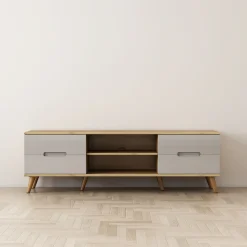 OTTO home TV-Board »Lund« glänzende Fronten, Kabeldurchführung, helles Holzdekor, Breite 160 cm