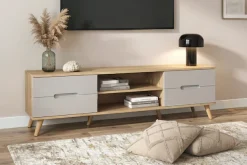 OTTO home TV-Board »Lund« glänzende Fronten, Kabeldurchführung, helles Holzdekor, Breite 160 cm