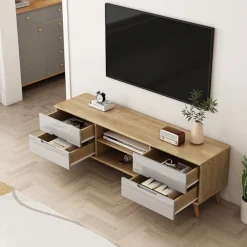 OTTO home TV-Board »Lund« glänzende Fronten, Kabeldurchführung, helles Holzdekor, Breite 160 cm