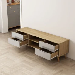 OTTO home TV-Board »Lund« glänzende Fronten, Kabeldurchführung, helles Holzdekor, Breite 160 cm