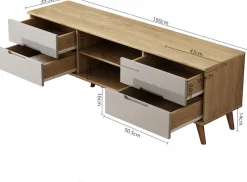OTTO home TV-Board »Lund« glänzende Fronten, Kabeldurchführung, helles Holzdekor, Breite 160 cm
