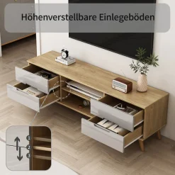 OTTO home TV-Board »Lund« glänzende Fronten, Kabeldurchführung, helles Holzdekor, Breite 160 cm