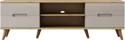 OTTO home TV-Board »Lund« glänzende Fronten, Kabeldurchführung, helles Holzdekor, Breite 160 cm
