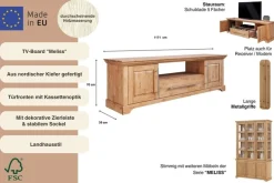 OTTO home TV-Board »Melissa« Lowboard, 2-türig, Breite 171 cm, Kiefer massiv, FSC®
