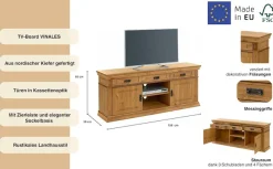 OTTO home TV-Board »Vinales, Sideboard, Kommode, 3 Schubkästen, 4 Fächer« Messinggriffe im Jugendstil, Zierleiste und eleganter Sockel