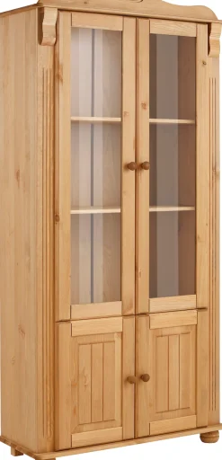 OTTO home Vitrine »Adele« 4-türig, Höhe 185 cm, mit Glaseinsätzen, aus massiver Kiefer, FSC®
