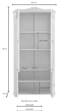 OTTO home Vitrine »Adele« 4-türig, Höhe 185 cm, mit Glaseinsätzen, aus massiver Kiefer, FSC®