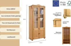 OTTO home Vitrine »Adele« 4-türig, Höhe 185 cm, mit Glaseinsätzen, aus massiver Kiefer, FSC®