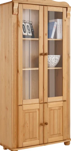 OTTO home Vitrine »Adele« 4-türig, Höhe 185 cm, mit Glaseinsätzen, aus massiver Kiefer, FSC®