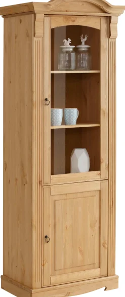 OTTO home Vitrine »Anna« Gesamtmaße (B/T/H): ca. 66/46/188 cm,mit Glastür, Höhe 188 cm, Massivholz, mit Zierfräsungen, FSC®