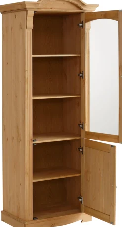 OTTO home Vitrine »Anna« Gesamtmaße (B/T/H): ca. 66/46/188 cm,mit Glastür, Höhe 188 cm, Massivholz, mit Zierfräsungen, FSC®