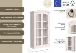 OTTO home Vitrine »Anna« Gesamtmaße (B/T/H): ca. 97/46/188 cm,mit Glastüren, Höhe 188 cm, Massivholz, mit Zierfräsungen, FSC®