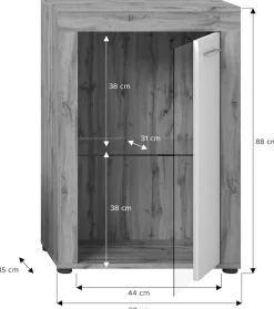 OTTO home Vitrine »AOSTA, Breite 60 cm, stehend / hängend, 1 Tür, 1 Glasboden« in verschiedenen Farbausführungen, individuell kombinierbar,Türanschlag wechselbar, Hängevitrine, Standvitrine, Kommode, Anrichte