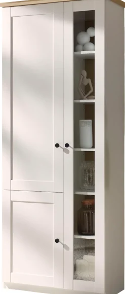 OTTO home Vitrine »Brest, Standvitrine im Landhausstil, Glasvitrine, Vitrinenschrank« schwarze Metallgriffe, ausreichend Stauraum, Glastür, 203 cm hoch