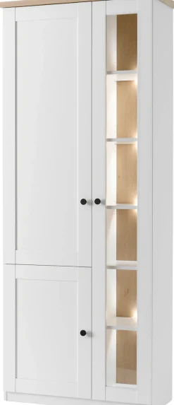 OTTO home Vitrine »Brest, Standvitrine im Landhausstil, Glasvitrine, Vitrinenschrank« schwarze Metallgriffe, ausreichend Stauraum, Glastür, 203 cm hoch