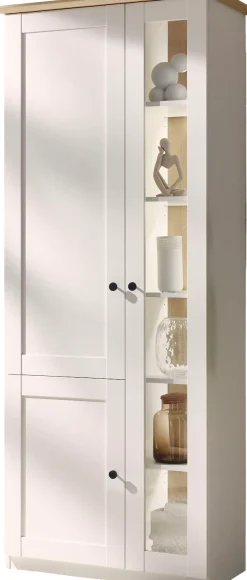 OTTO home Vitrine »Brest, Standvitrine im Landhausstil, Glasvitrine, Vitrinenschrank« schwarze Metallgriffe, ausreichend Stauraum, Glastür, 203 cm hoch
