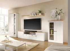 OTTO home Vitrine »Brest, Standvitrine im Landhausstil, Glasvitrine, Vitrinenschrank« schwarze Metallgriffe, ausreichend Stauraum, Glastür, 203 cm hoch