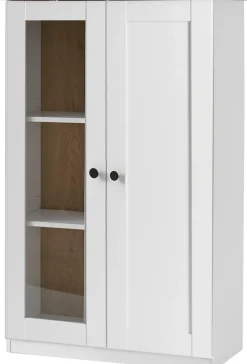 OTTO home Vitrine »Brest, Standvitrine im Landhausstil, Glasvitrine, Vitrinenschrank« schwarze Metallgriffe, ausreichend Stauraum, Glastür, 123 cm hoch
