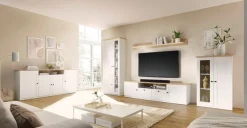OTTO home Vitrine »Brest, Standvitrine im Landhausstil, Glasvitrine, Vitrinenschrank« schwarze Metallgriffe, ausreichend Stauraum, Glastür, 123 cm hoch