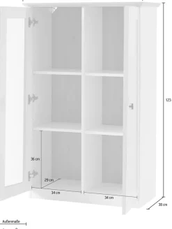 OTTO home Vitrine »Brest, Standvitrine im Landhausstil, Glasvitrine, Vitrinenschrank« schwarze Metallgriffe, ausreichend Stauraum, Glastür, 123 cm hoch