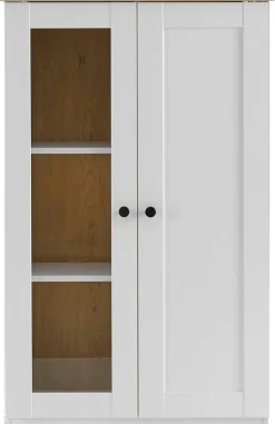 OTTO home Vitrine »Brest, Standvitrine im Landhausstil, Glasvitrine, Vitrinenschrank« schwarze Metallgriffe, ausreichend Stauraum, Glastür, 123 cm hoch