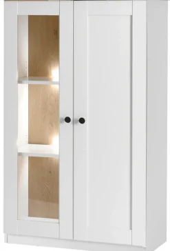 OTTO home Vitrine »Brest, Standvitrine im Landhausstil, Glasvitrine, Vitrinenschrank« schwarze Metallgriffe, ausreichend Stauraum, Glastür, 123 cm hoch