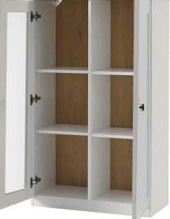 OTTO home Vitrine »Brest, Standvitrine im Landhausstil, Glasvitrine, Vitrinenschrank« schwarze Metallgriffe, ausreichend Stauraum, Glastür, 123 cm hoch