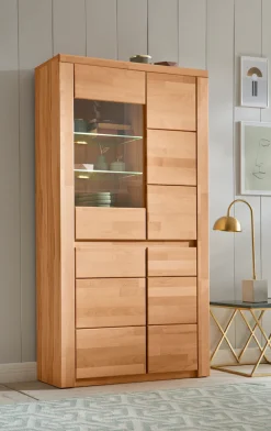 OTTO home Vitrine »Burani, Einlegeböden variabel einteilbar« B/T/H: 90/170/35, grifflose Optik