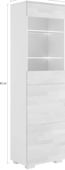 OTTO home Vitrine »CITRA75,5 Fächer,3 verstallbare Einlegeboden, viel Stauraum, Grifflos« B/T/H:55/35/185cm, teilmassiv Kernbuche/grau, Tür R/L, pust to open