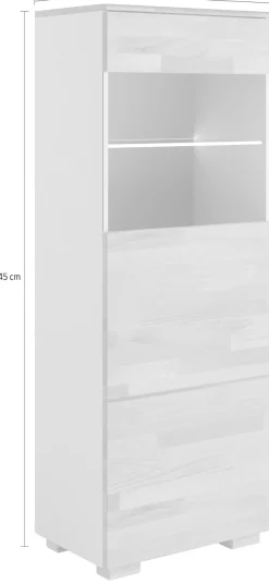 OTTO home Vitrine »CITRA80, Front massivholz, Korpus grau, pust to open., trendfarbe« B/T/H:55/35/145cm, Kernbuche teilmassiv geölt,4 Fächer, Grifflos