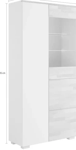 OTTO home Vitrine »CITRA70,viel Stauraum, Wohnzimmer,Tür mit Glaseinsatz, Trendfarbe Grau« B/T/H:90/35/185cm, Kernbuche teilmassiv, push to open Türen, 10Fächer