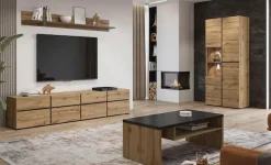 OTTO home Vitrine »Cross, Höhe 183,5 cm, moderne grifflose Standvitrine mit 3 Türen« Hochschrank mit viel Stauraum, Glastür und verstellbaren Einlegeböden