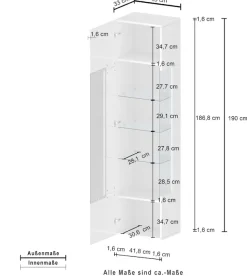 OTTO home Vitrine »Egypt« komplett hochglanz lackiert, 1 Glastür mit 3 Glasböden