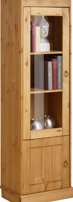OTTO home Vitrine »Indra« aus massiver Kiefer, FSC®, 2trg., Höhe 145 cm, dezentes Ornament
