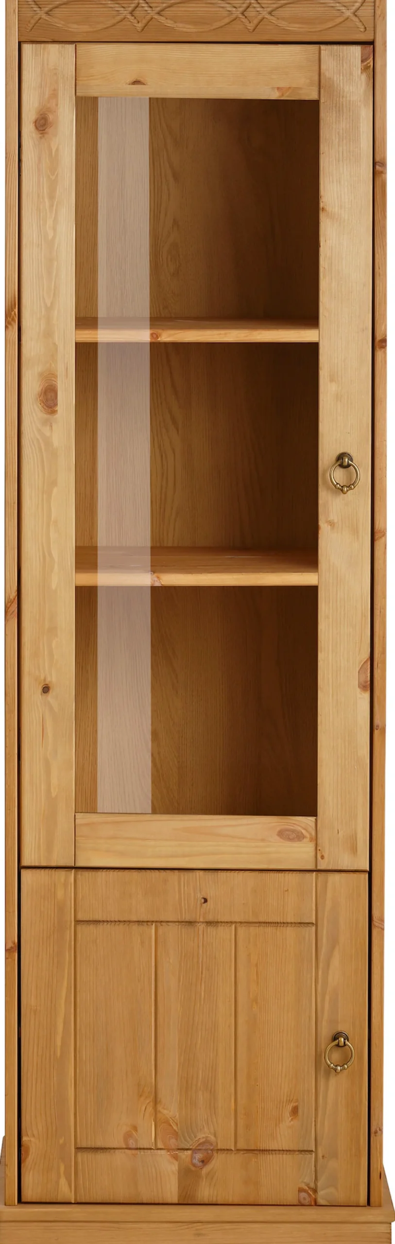 OTTO home Vitrine »Indra« aus massiver Kiefer, FSC®, 2trg., Höhe 145 cm, dezentes Ornament
