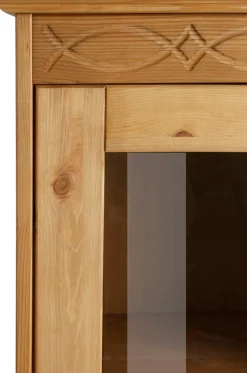 OTTO home Vitrine »Indra« aus massiver Kiefer, FSC®, 2trg., Höhe 145 cm, dezentes Ornament