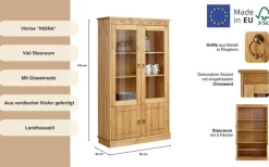 OTTO home Vitrine »Indra« aus massiver Kiefer, FSC®, Höhe 145 cm, dezentes Ornament
