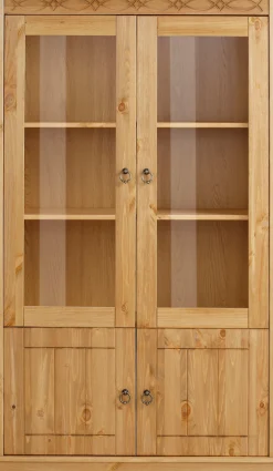 OTTO home Vitrine »Indra« aus massiver Kiefer, FSC®, Höhe 145 cm, dezentes Ornament
