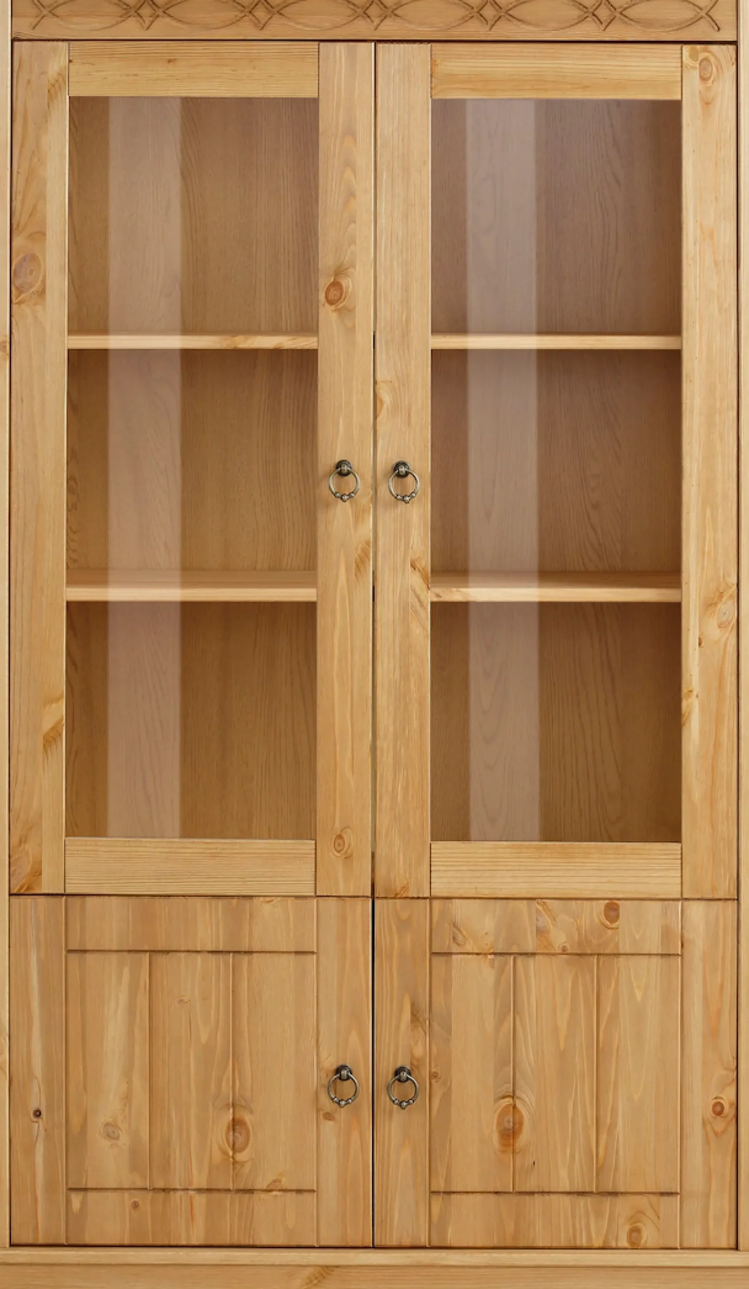 OTTO home Vitrine »Indra« aus massiver Kiefer, FSC®, Höhe 145 cm, dezentes Ornament