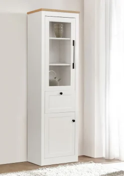 OTTO home Vitrine »Ismund« aus MDF, mit Holz-Zierleiste, schwarzen Metallgriffen, Höhe 180,5 cm