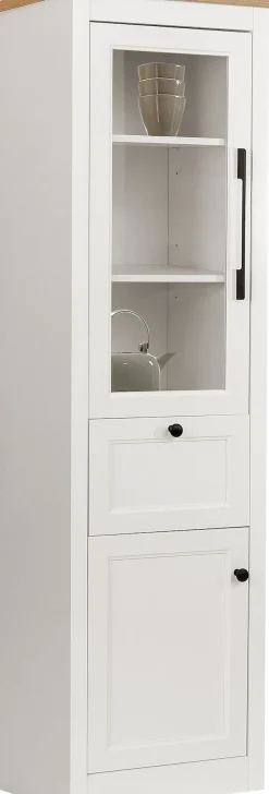 OTTO home Vitrine »Ismund« aus MDF, mit Holz-Zierleiste, schwarzen Metallgriffen, Höhe 180,5 cm
