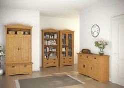 OTTO home Vitrine »Konrad« aus massiver Kiefer, mit Glaseinsätzen, B/T: 94/208 cm