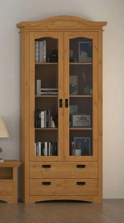 OTTO home Vitrine »Konrad« aus massiver Kiefer, mit Glaseinsätzen, B/T: 94/208 cm