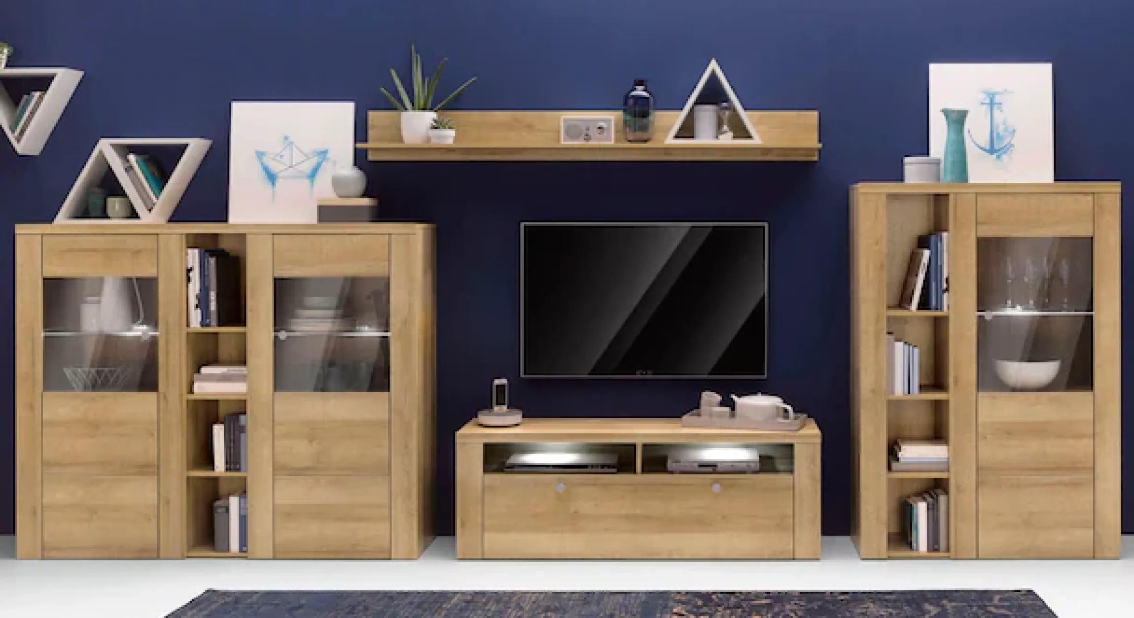 OTTO home Vitrine »Larona, zeitlose Glasvitirne, Hochschrank Höhe 145 cm« Stauraumvitrine mit dekorativer Rahmenoptik,