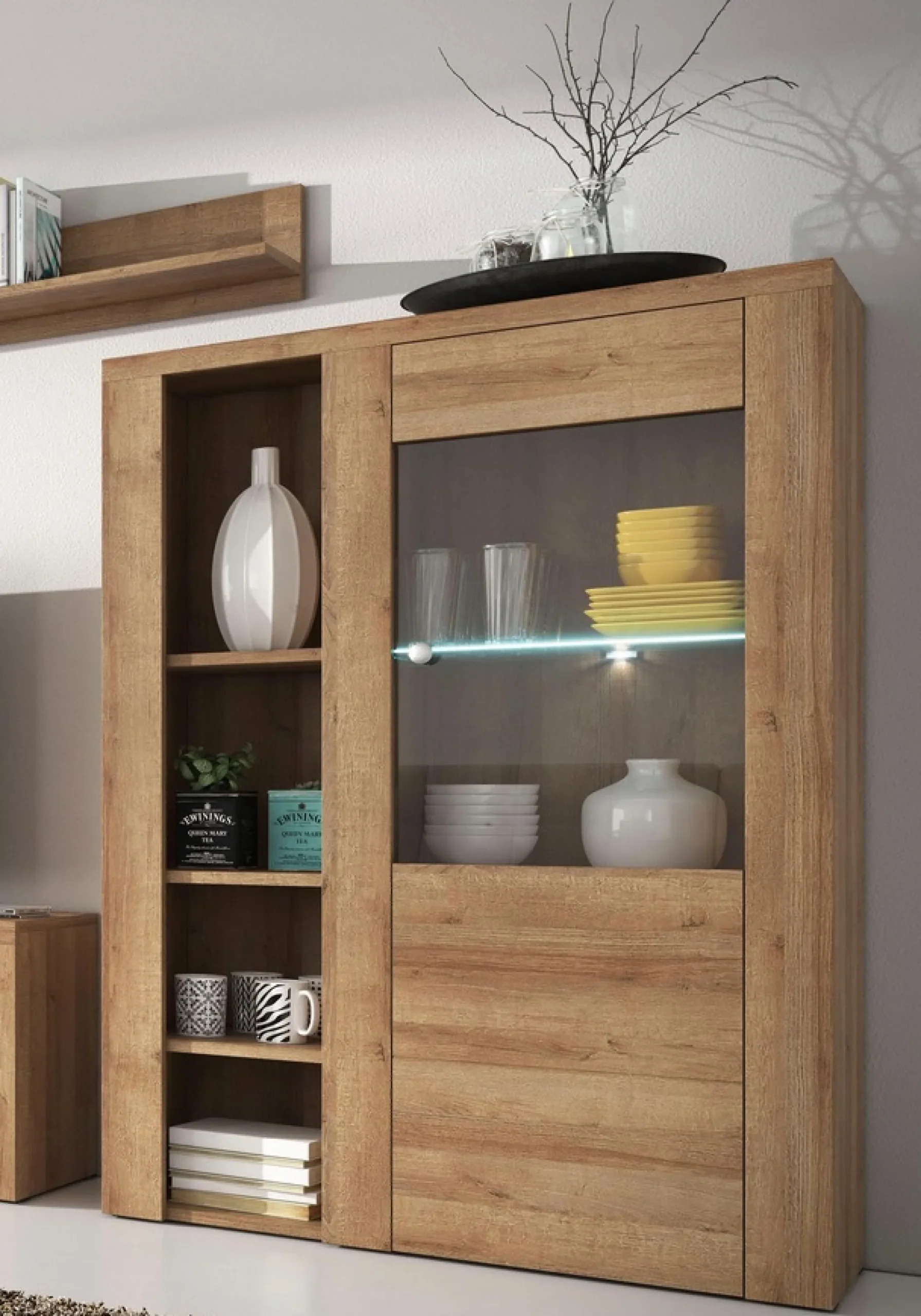 OTTO home Vitrine »Larona, zeitlose Glasvitirne, Hochschrank Höhe 145 cm« Stauraumvitrine mit dekorativer Rahmenoptik,