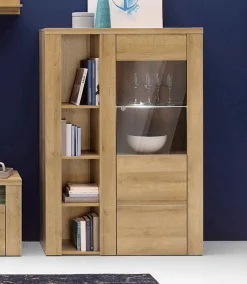 OTTO home Vitrine »Larona, zeitlose Glasvitirne, Hochschrank Höhe 145 cm« Stauraumvitrine mit dekorativer Rahmenoptik,