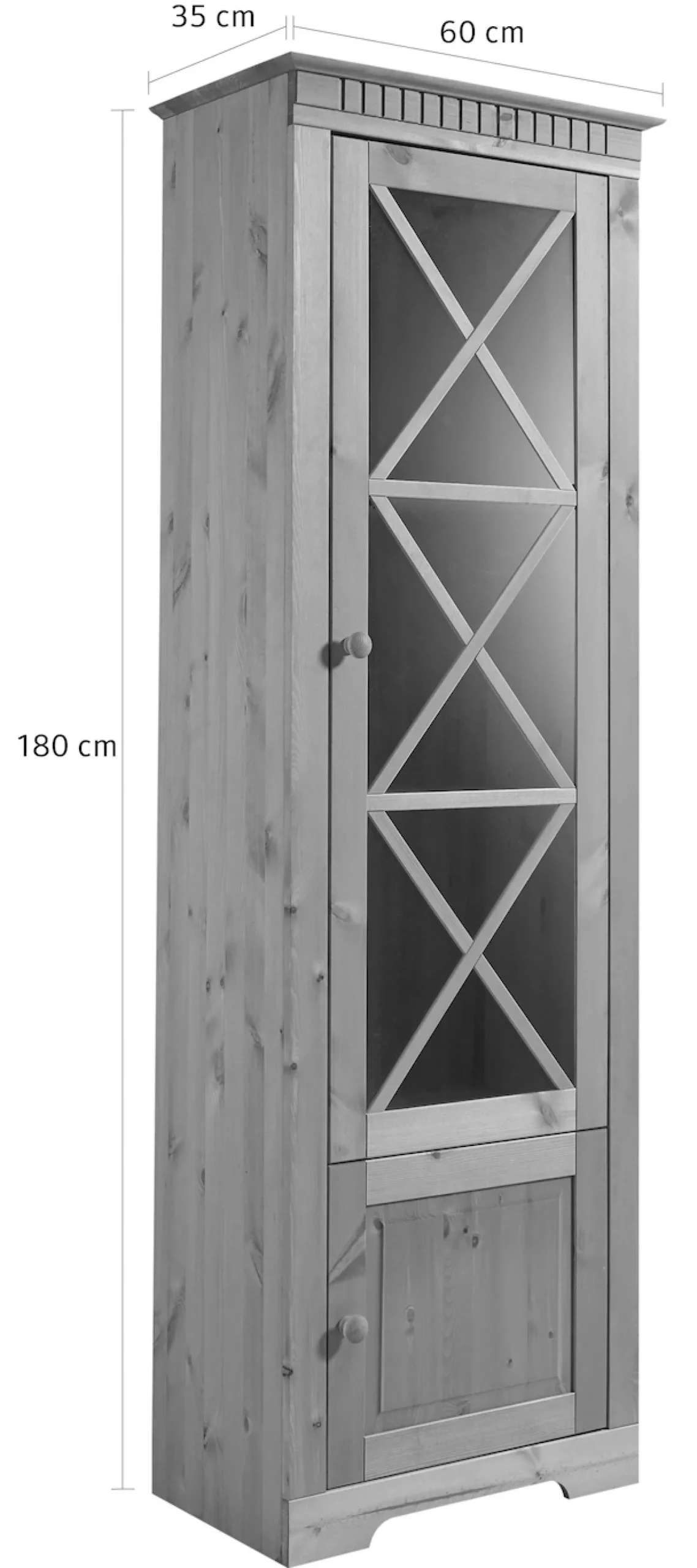 OTTO home Vitrine »Lisa« aus schönem massivem Kiefernholz, mit einer schönen Glastürfront
