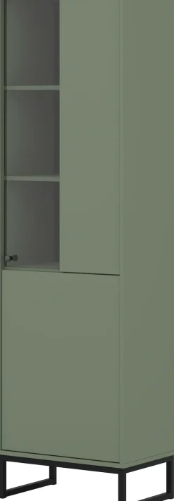 OTTO home Vitrine »Loft, Höhe 180 cm, moderne Standvitrine mit 2 Türen, Metallkufen« Hochschrank mit viel Stauraum, Glastür und verstellbaren Einlegeböden