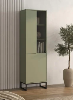 OTTO home Vitrine »Loft, Höhe 180 cm, moderne Standvitrine mit 2 Türen, Metallkufen« Hochschrank mit viel Stauraum, Glastür und verstellbaren Einlegeböden