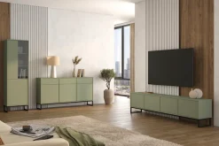OTTO home Vitrine »Loft, Höhe 180 cm, moderne Standvitrine mit 2 Türen, Metallkufen« Hochschrank mit viel Stauraum, Glastür und verstellbaren Einlegeböden